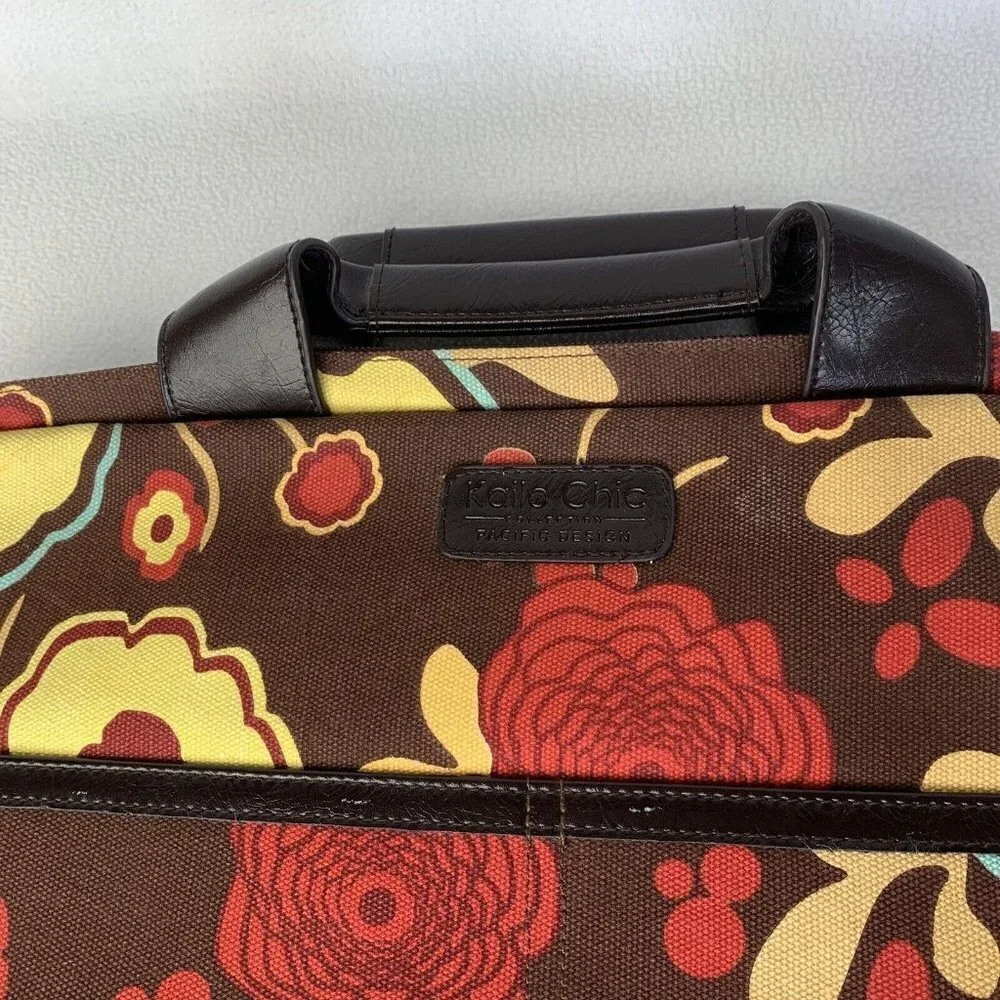 Kailo Chic Collection Slim Brief Notebook Laptop Carrying Case Brown Floral